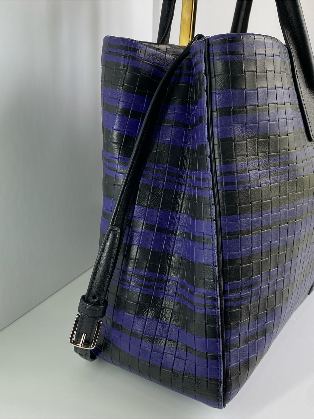 Coach Bleecker Woven Purple and Black Leather Satchel - Picture 8 of 13